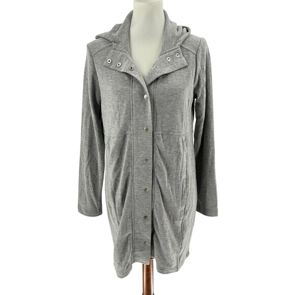 Chasor Womens Heather Gray Snap Button Long Hoodie Jacket Size S - Picture 1 of 9